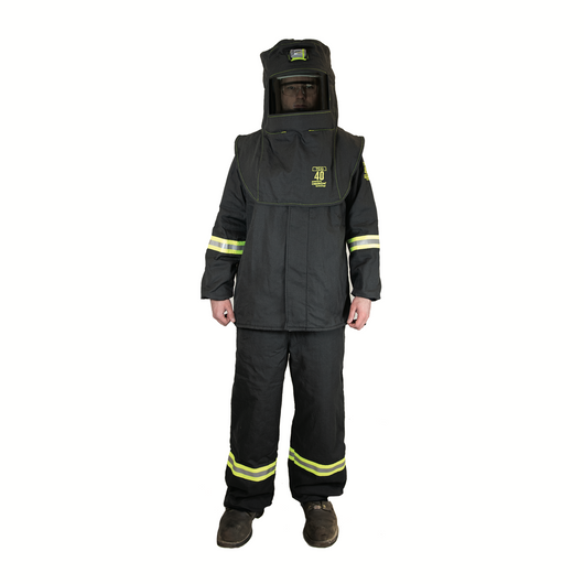 *40 Cal Premium, Ultralight Arc Flash Suit Set PLUS Hood Ventilation System and Hood Lamp and Escape Strap