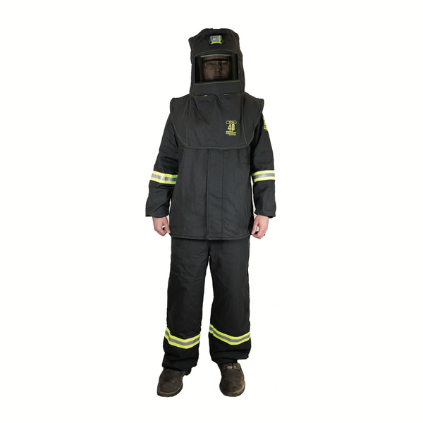 *40 Cal Premium, Ultralight Arc Flash Suit Set PLUS Hood Ventilation System and Hood Lamp and Escape Strap